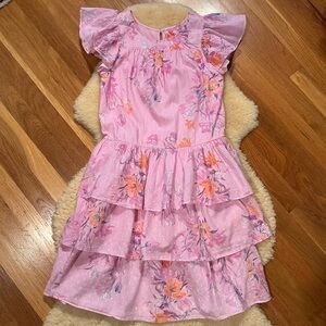 LoveShackFancy pink ruffled girls dress